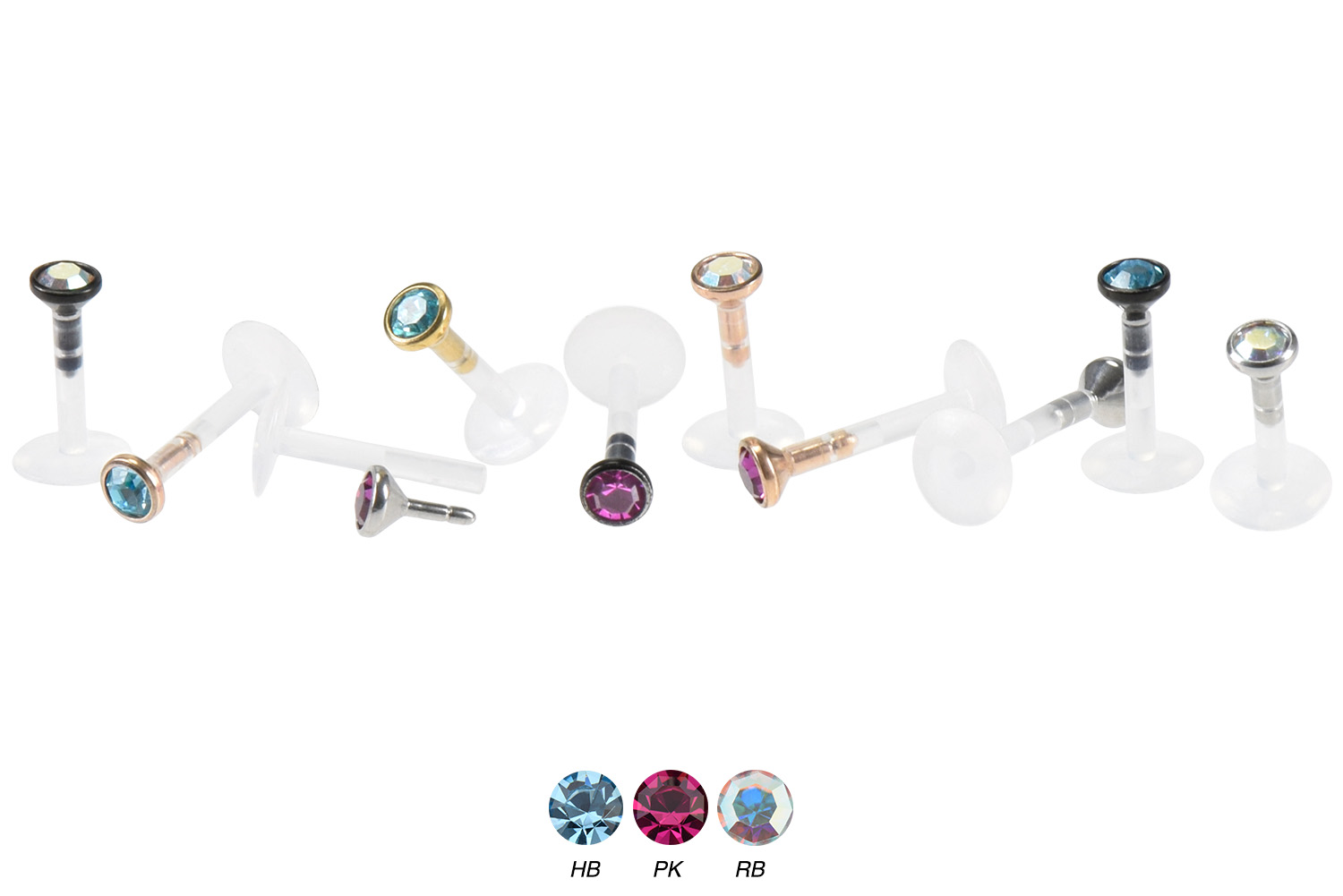 PMFK Labret Piercing mit Plug-in-System - Chirurgenstahl-Aufsatz mit Kristall ++SALE++